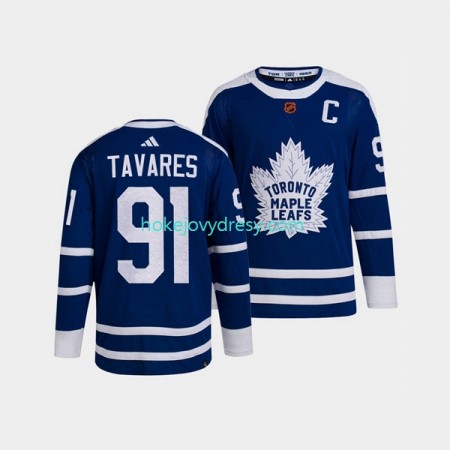 Pánské Hokejový Dres Toronto Maple Leafs John Tavares 91 Adidas 2022 Reverse Retro Modrý Authentic